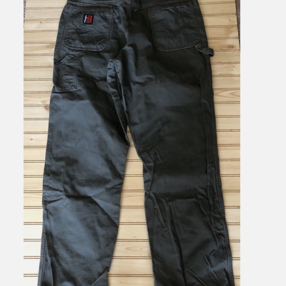 Wrangler Riggs Workwear Olive Green Canvas Ripsop Carpenter Workpants Men 38x32 - Picture 5 of 12